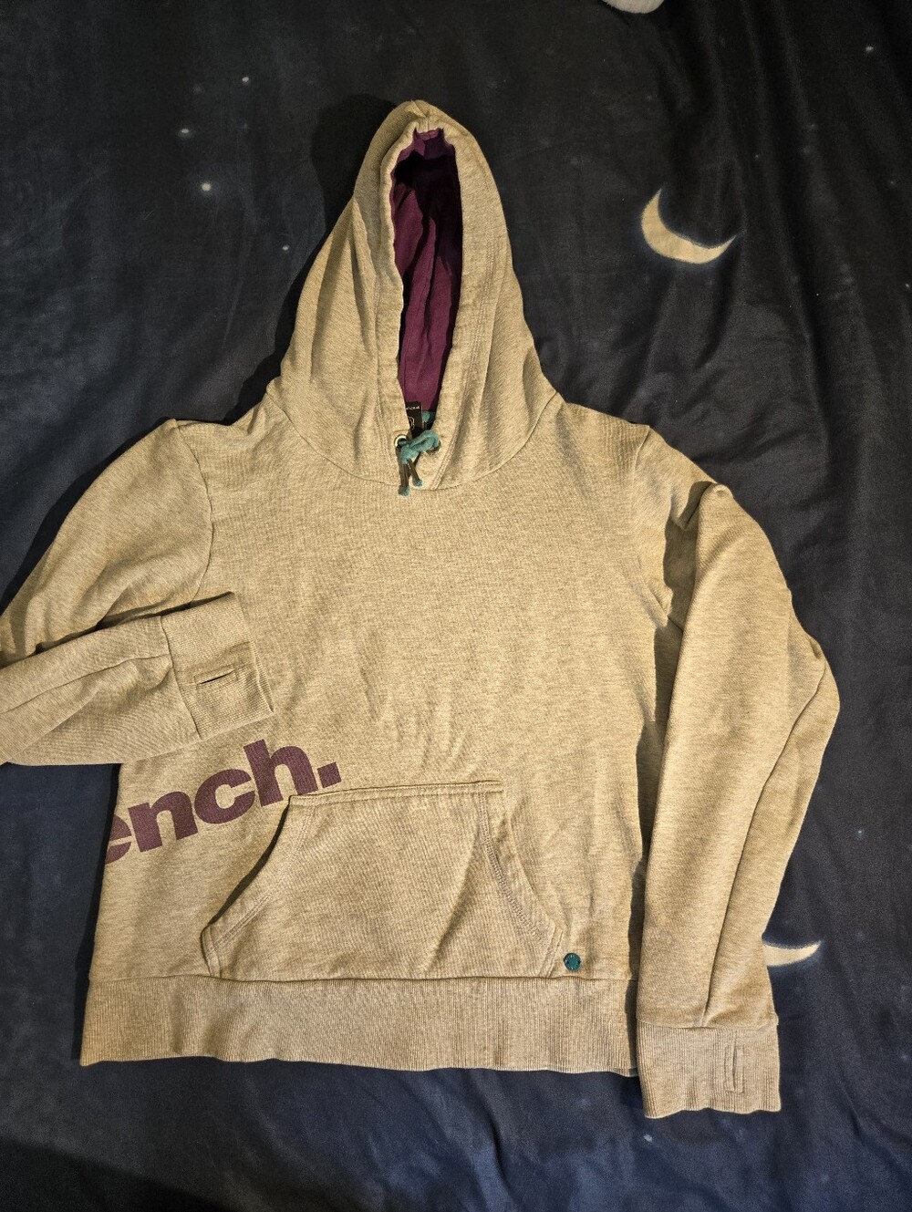 Bench Two-Tone Grey Hoodie with Purple Hood Lining